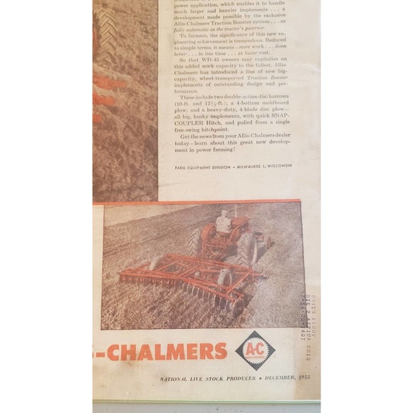 Vintage Allis Chalmers Tillage Tools Magazine Advertisement 1955 - Picture 2 of 3